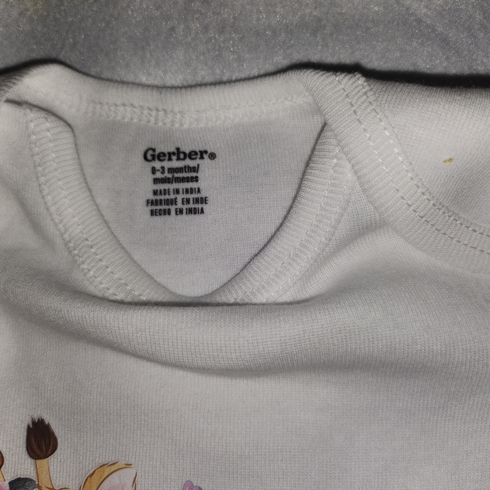 Gerber White Baby Bodysuit with Animal Design